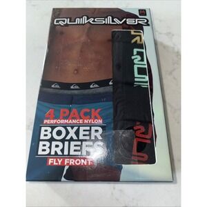 Quiksilver 4 Pk Mens Sz‎ Med 32-34 Boxer Briefs Underwear Black W/Logo Waistband